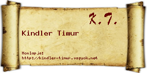Kindler Timur névjegykártya